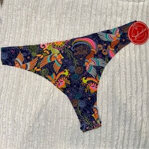 Splendies 1X Thong | Colorful Birds & Florals Print | New with Tags